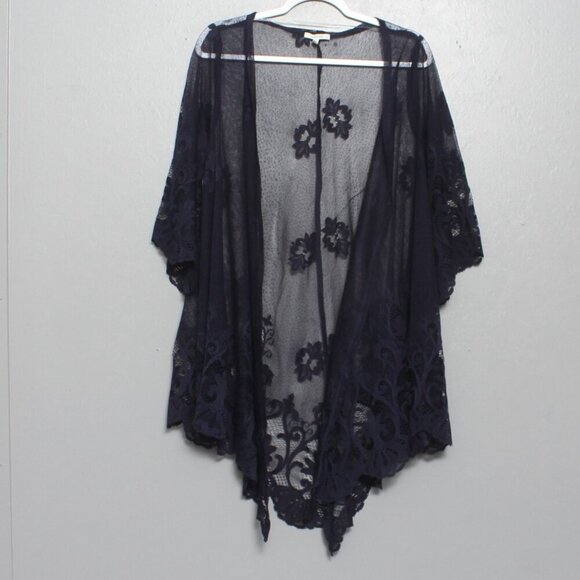 Maurice’s navy sheer floral lace kimono - Picture 1 of 8